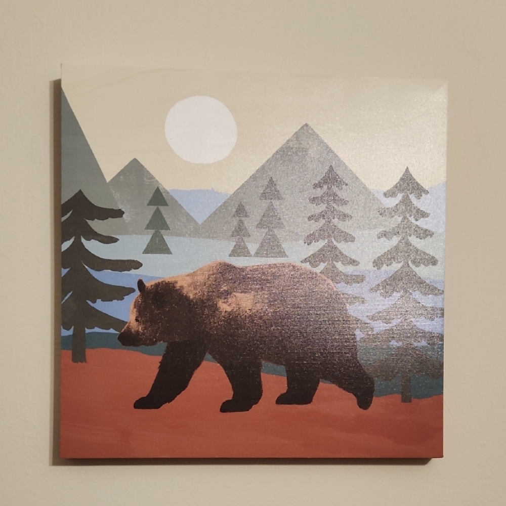Bear Landscape Canvas Wall Art 18x18